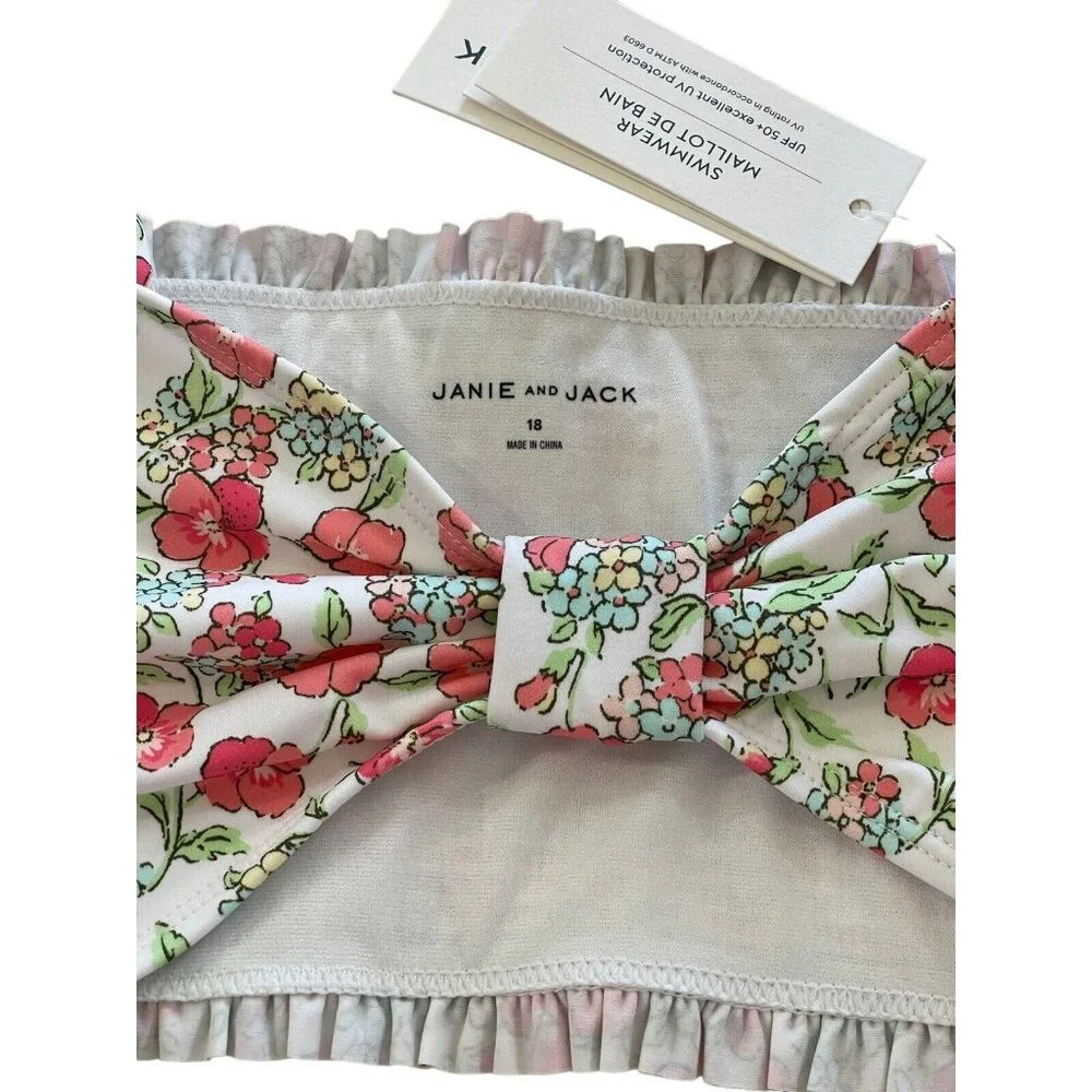 Janie And Jack Bikini Swim Suit Girls‎ Size 18 Smocked Floral Garden Pink